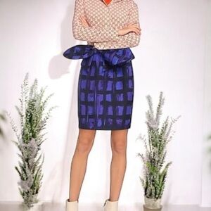 NWT Moschino Couture Purple & Black Abstract Print Bow Detail Mini Skirt Size 8